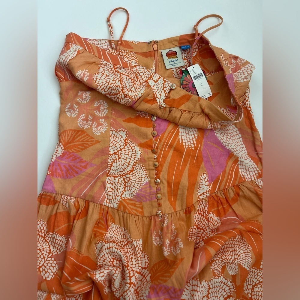 NWT Farm Rio x Anthropologie Linen Blend Strapless Drop-Waist Maxi Dress - Picture 5 of 8